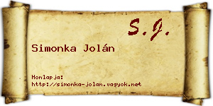 Simonka Jolán névjegykártya