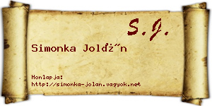 Simonka Jolán névjegykártya